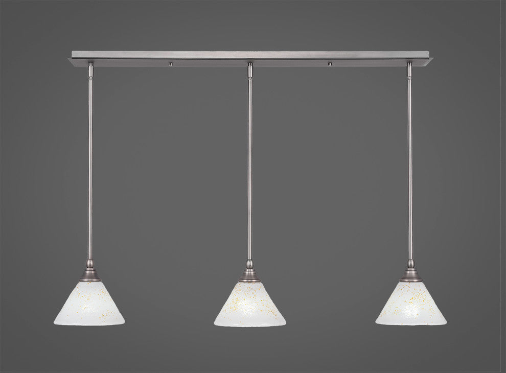 Stem 3-Light Pendalier with Hang Straight Swivel, Brushed Nickel/Gold Ice