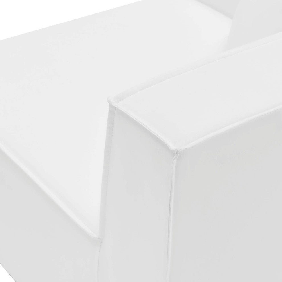 Lounge Sectional Sofa Set, Fabric, White, Modern, Outdoor Patio Balcony Garden