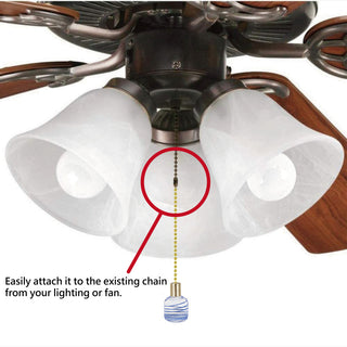 Aspen Creative 20509-X, 12" Glass Knob with Pull Chain, Clear With Blue Grain, P