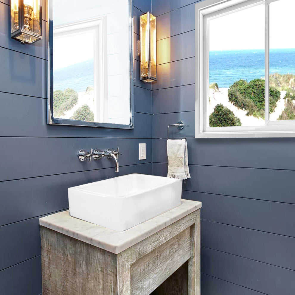 Nantucket Sinks Rectangle Vessel Sink, White