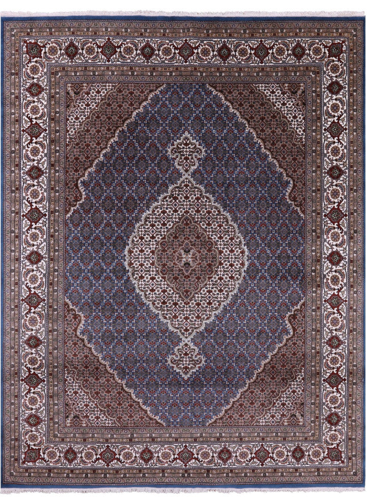 8' 0" X 10' 2" Wool and Silk Persian Tabriz Handmade Rug Q8909