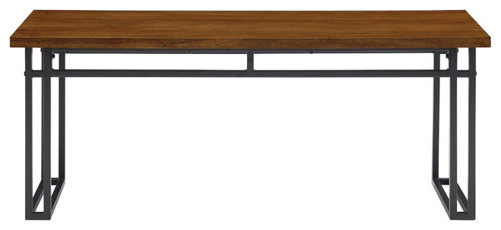 Contemporary Dual-Metal Leg Solid Wood Veneer Dining Bench "“ Walnut