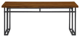 Contemporary Dual-Metal Leg Solid Wood Veneer Dining Bench "“ Walnut
