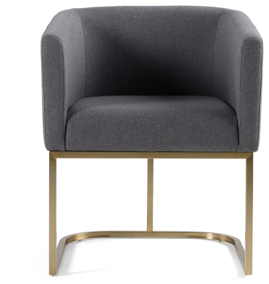 Modrest Yukon Modern Grey Fabric + Antique Brass Dining Chair