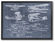 Slate Blue Distressed Vintage Airplanes Diagram Blueprint, Framed, 11"x14"