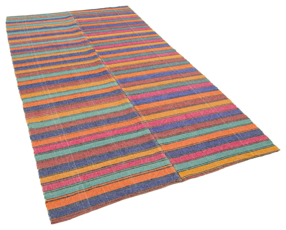 Rug N Carpet - Handmade Turkish 4' 8'' x 8' 6'' Rustic Wool Kilim Rug