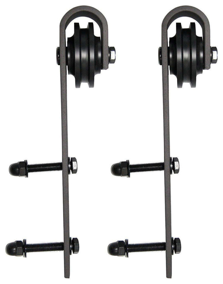 Barn Bypass Doors 56 x 80, Lucia 1299 Matte Black & Mirror, 6.6' Rail