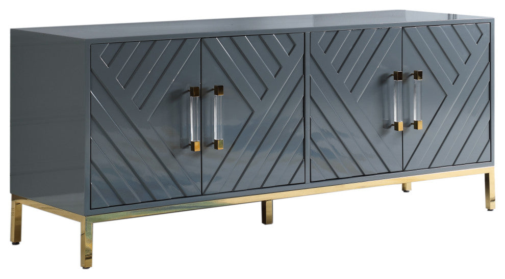 Junior Gold Plated Accent Sideboard, Gray