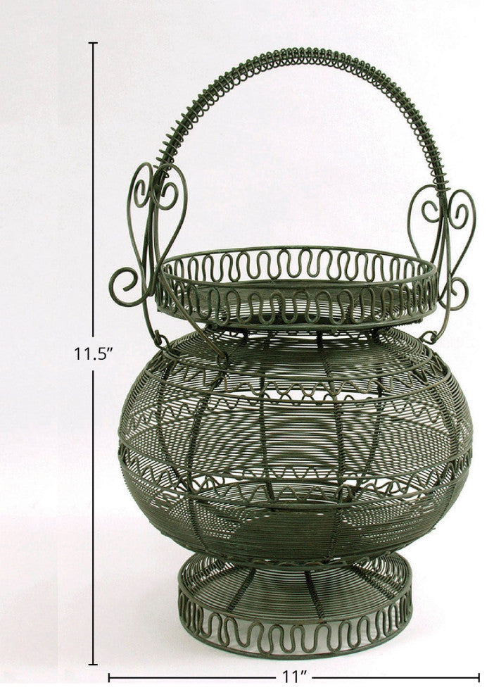 Metal Decorative Wire Basket, Weathered charcoal