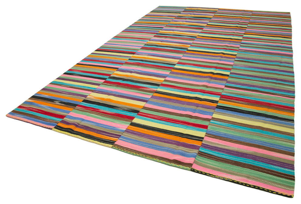 Rug N Carpet - Handmade Turkish 9' 0'' x 14' 2'' Modern Design Wool Kilim Rug