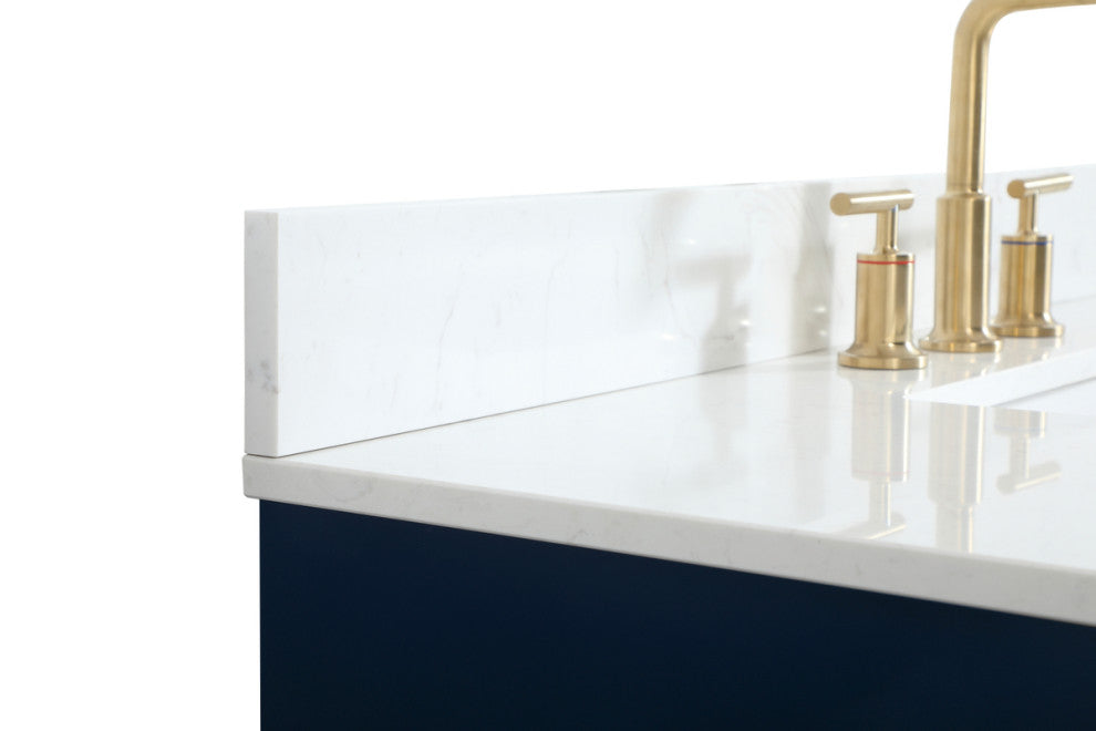42" Single Bathroom Vanity, Blue, With Backsplash