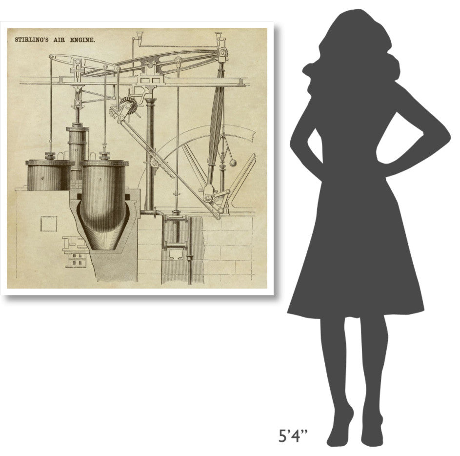 "Stirling's Air Engine" Digital Paper Print by Inventions, 42"x42"