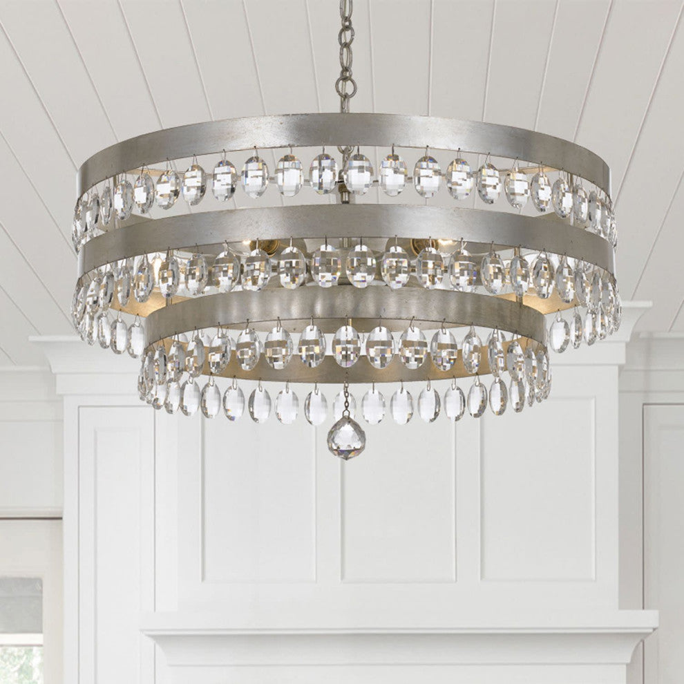 Crystorama Lighting Group 6108 Perla 6 Light 26"W Crystal - Antique Gold
