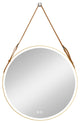 Round Framed Anti-Fog Dimmable Rope Hanging LED Bathroom Vanity Mirror, Godl, 32"32"