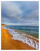 "Dark Beach Under Cloudy Skies" Beach Metal Wall Art, 3 Panels, 28"x36"