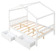 Gewnee Full Size House Platform Bed with Two Drawers,Headboard in White
