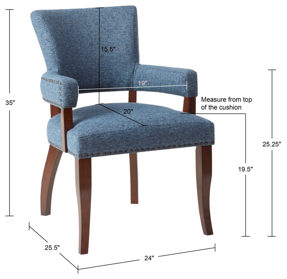 Madison Park Armed Transitional Dining Chair, Blue