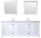 Dukes 84" Double Vanity, Carrara Marble Top, Square Sinks, 34" Mirrors & Faucets