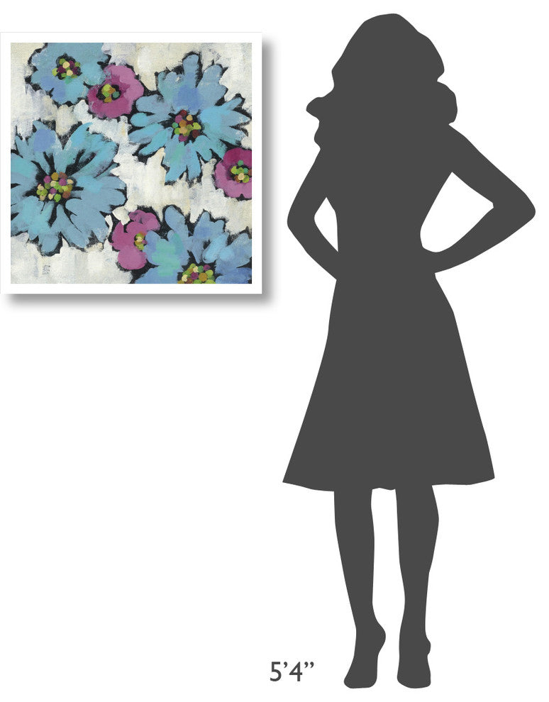 "Graphic Pink and Blue Floral III" Paper Print by Silvia Vassileva, 26"x26"