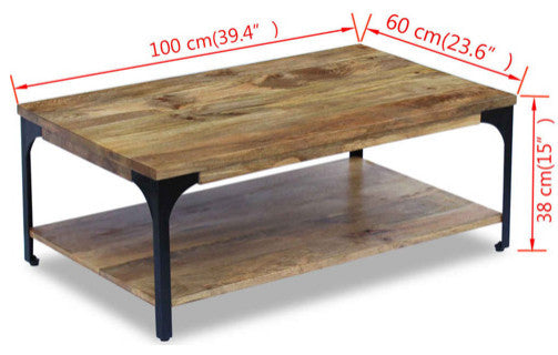 vidaXL Coffee Table End Table with Storage Shelf Side Table Solid Wood Mango