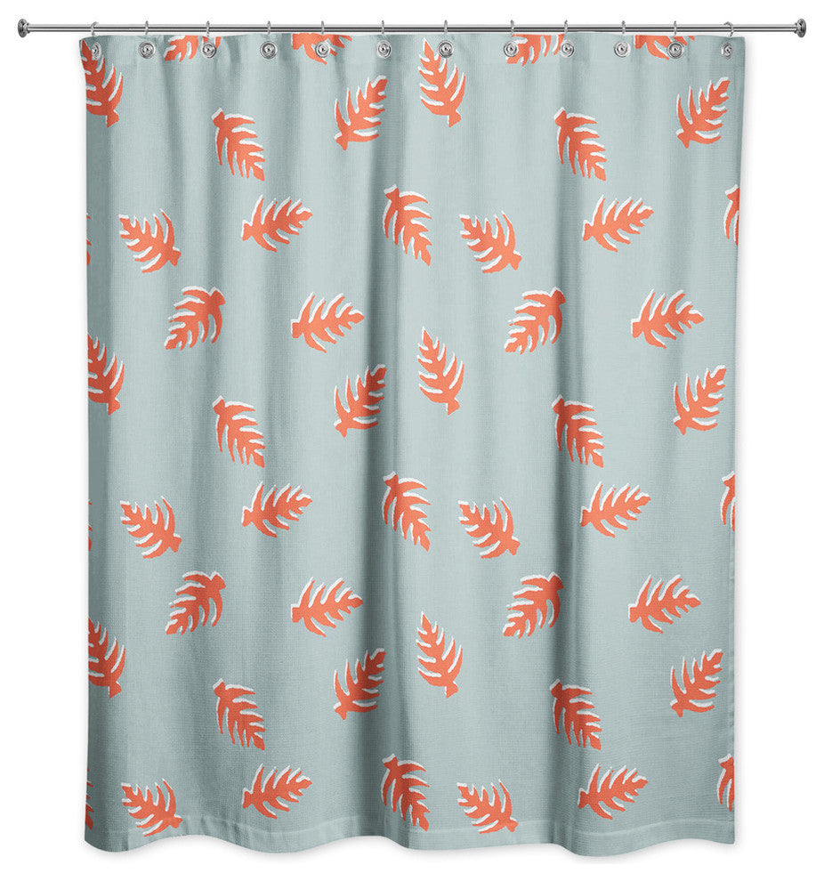 Palm Pattern in Red and Blue Shower Curtain