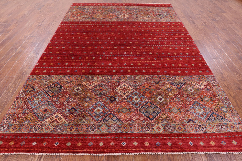 8' 2" X 11' 6" Khorjin Super Kazak Hand-Knotted Rug Q10743