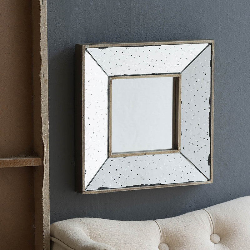 Gewnee Distressed Silver Square Accent Mirror