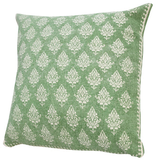 Fairytale Motif Bordered Throw Pillow, Green/White, 20"x20"