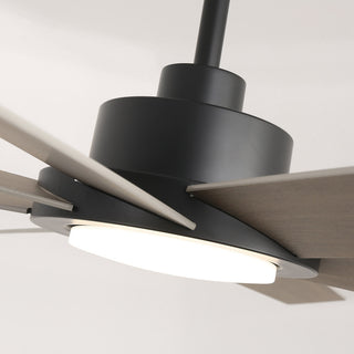 60-inch Industrial 8-Blades Black LED Ceiling Fan with Remote