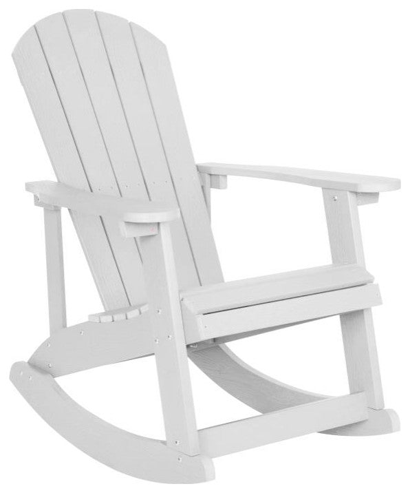 Savannah All-Weather Poly Resin Wood Adirondack Rocking Chair, White