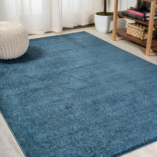 Haze Solid Low-Pile Runner Rug, Navy, 9 X 12