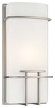 1-Light Wall Sconce, Brushed Nickel With Etched Opal Glass