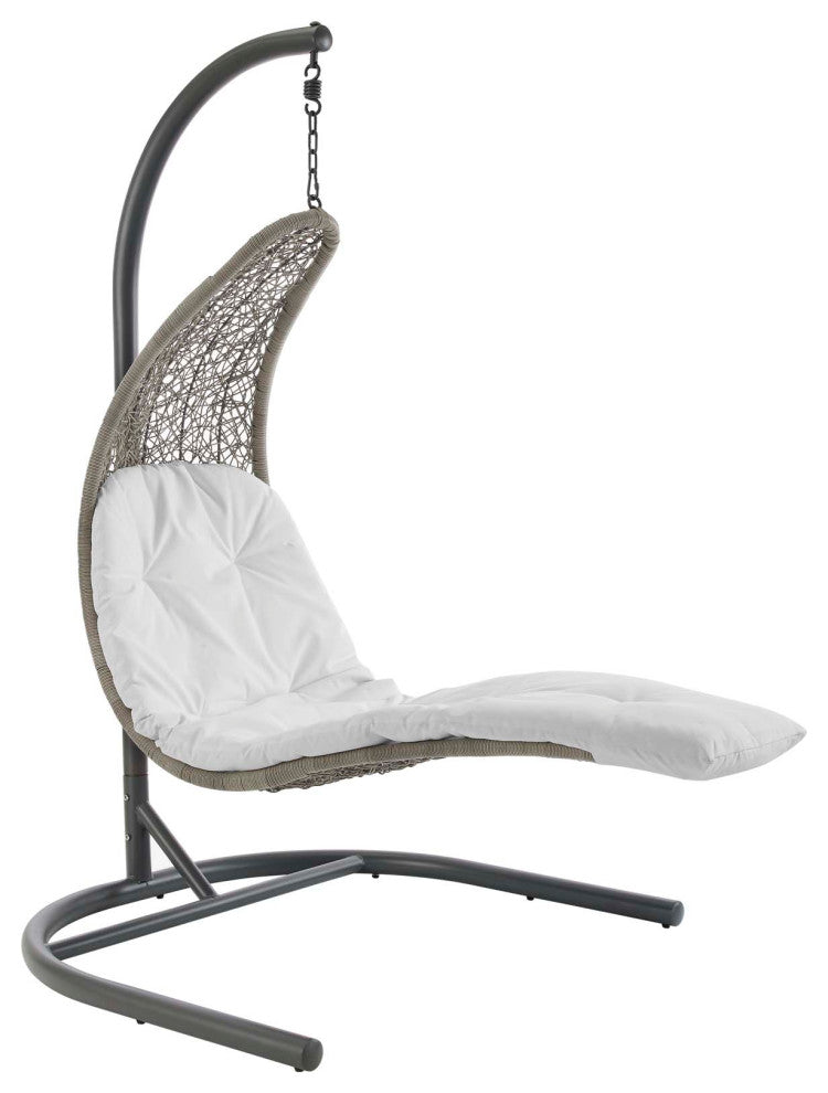 Light Gray White Landscape Hanging Chaise Lounge Outdoor Patio Swing Chair