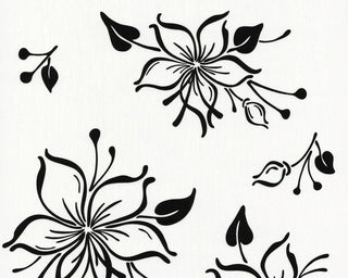 Happy Hour, Modern Fresh Trendy Bloom Lines Retro White Wallpaper Roll