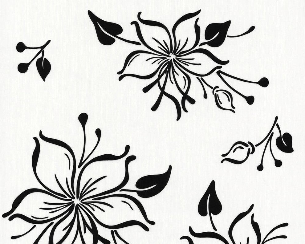 Happy Hour, Modern Fresh Trendy Bloom Lines Retro White Wallpaper Roll