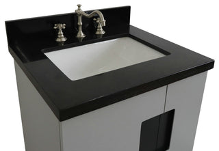 25" Single Sink Vanity, Light Gray Finish With Black Galaxy Granite