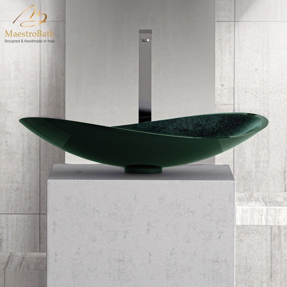 Pert Infinity Starlight Vessel Sink, Blue and Green, Blue and Green Starlight