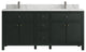 Sonoma 72 Double Sink Bath Vanity Dark Forest Green 1.5"  Calacatta Laza.