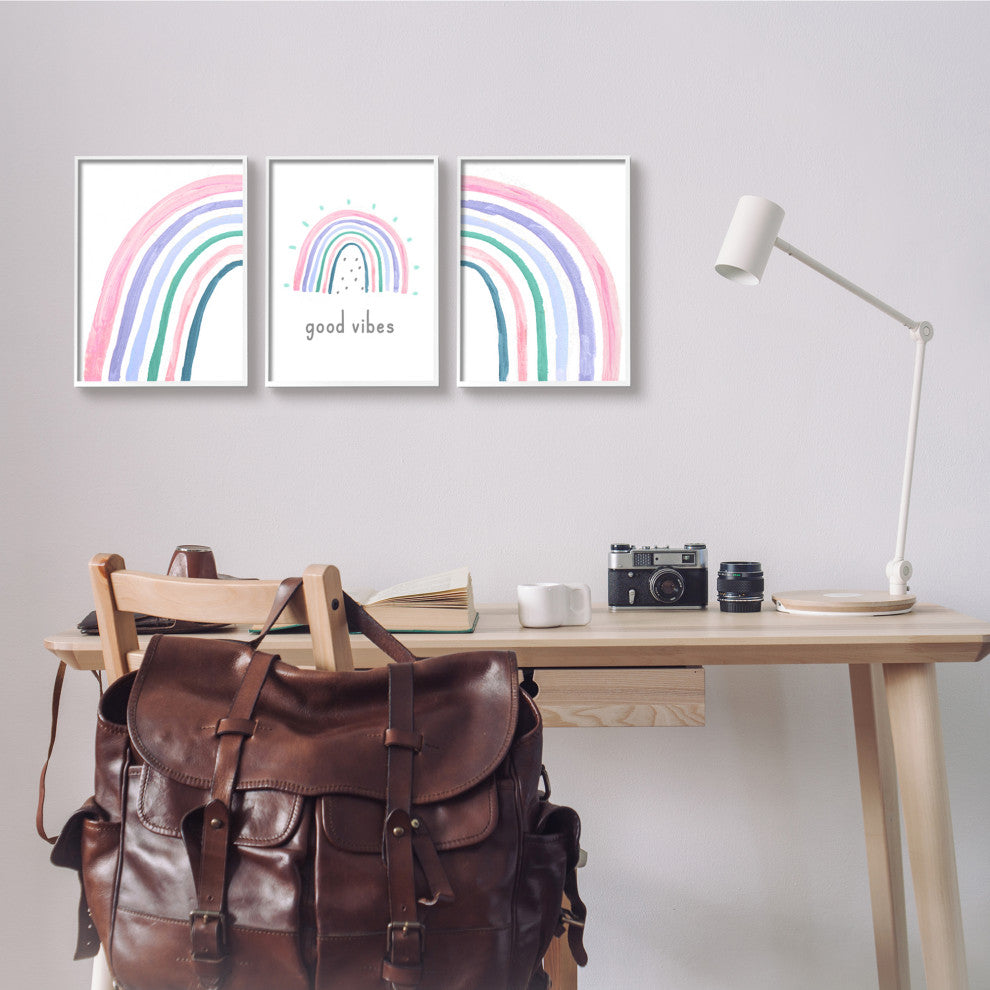 Playful Good Vibes Rainbow Pastel Pink Purple Arches,11 x 14
