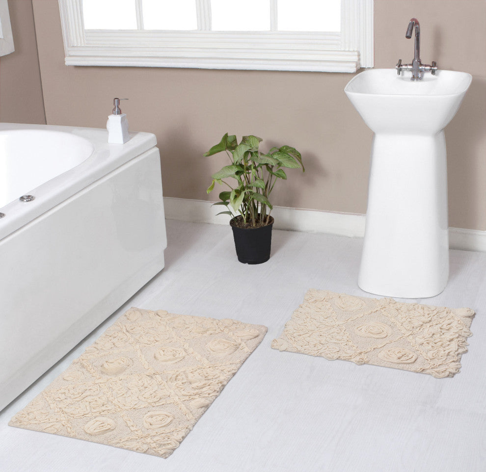 Modesto Bath Rug Bath Rug Set, Machine Wash, 2 Piece Set, Ivory