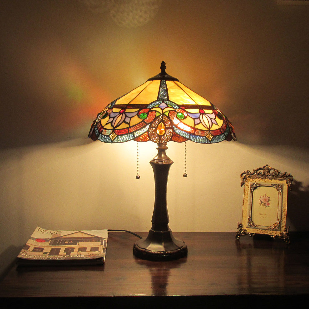 CHLOE-Lighting CAROLINE Victorian 2-Light Dark Bronze Table Lamp, 16" Wide