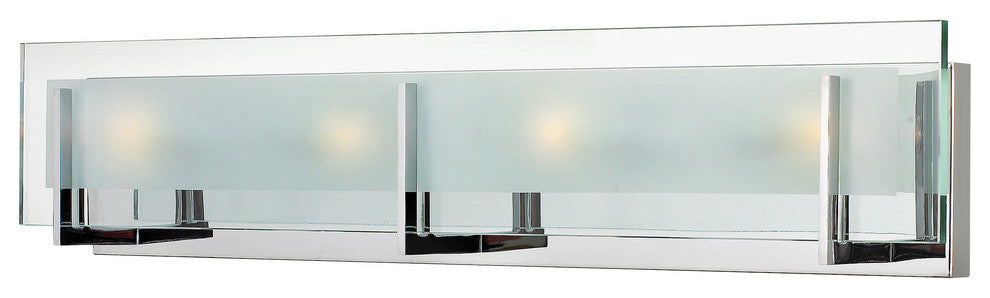 Latitude Bath 4-Light, Chrome With Clear Beveled Inside-Etched Glass