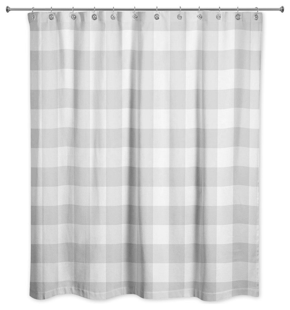 Light Grey Buffalo Check  71x74 Shower Curtain