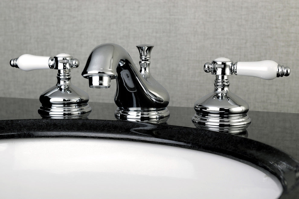 Kingston Brass Widespread Bathroom Faucet With Brass Pop-Up, Polished Chrome