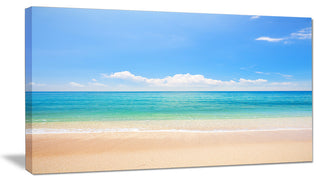 "Cloudy Horizon Over Beach" Seashore Canvas Photo Print, 32"x16"