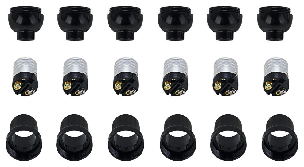 Aspen Creative 21312-16, 6-Pack Set Phenolic Lamp Socket, Black
