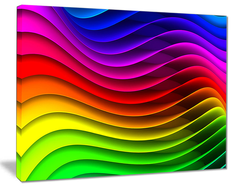 "Rainbow Downward Wave Pattern" Modern Digital Canvas Print
