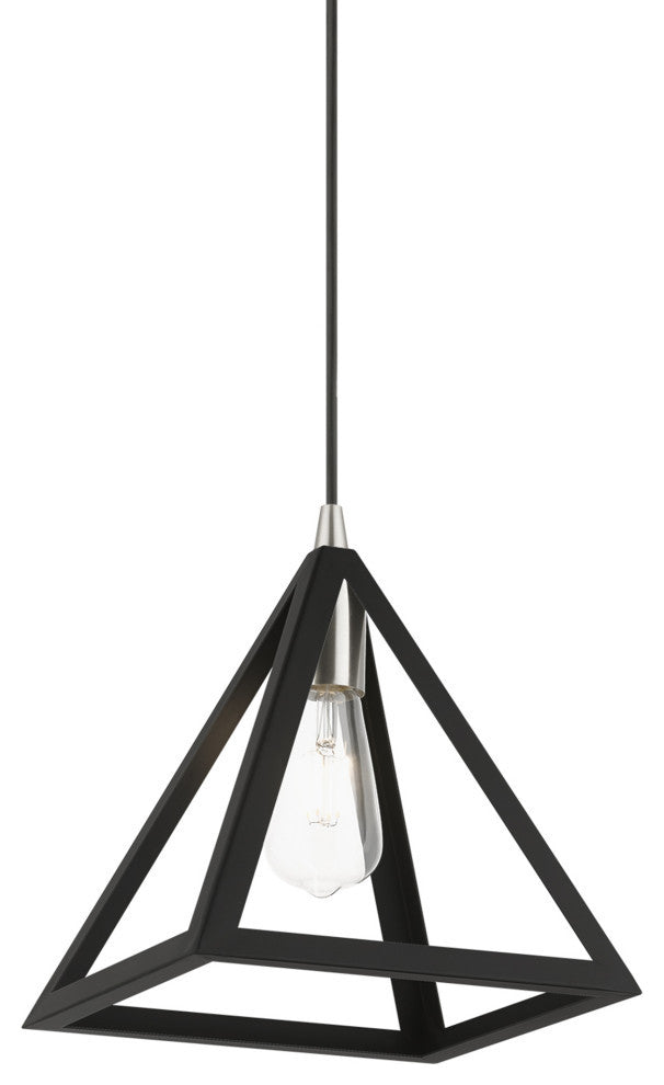 Pinnacle 1 Light Black With Brushed Nickel Accents Pendant