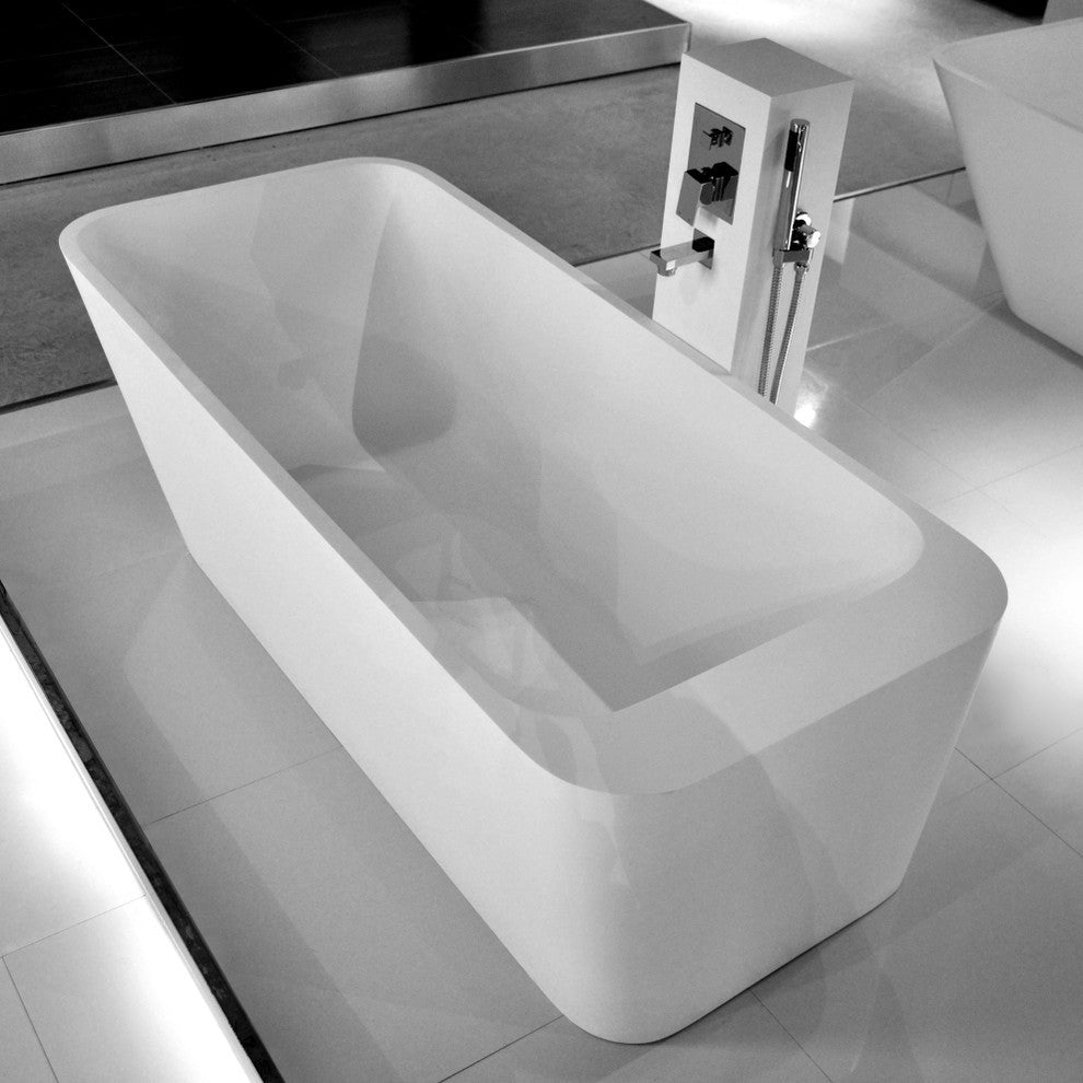 ADM Rounded Freestanding Bathtub, Matte White, 66.9"