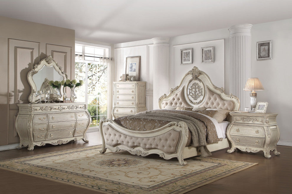 Wooden Chest with 6 Drawers, Antique White
